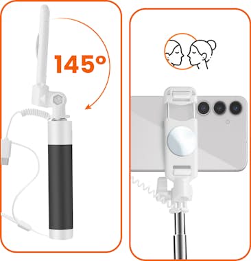 LinQ Palo selfi Espejo integrado USB-C + Botón Disparad LinQ Palo selfi Espejo integrado USB-C + Botón Disparad