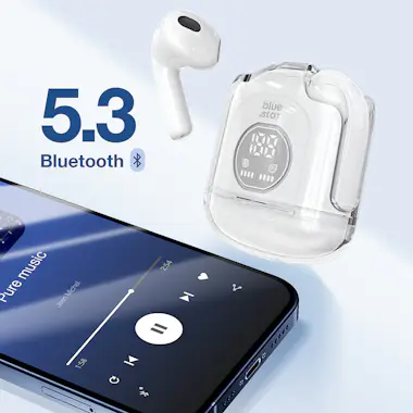 Blue Star Auriculares TWS Elegante Diseño Cubierta Transpare Blue Star Auriculares TWS Elegante Diseño Cubierta Transpare