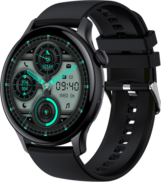 52 reloj conectado nfc con antirrobo y pulsera de silicona negro