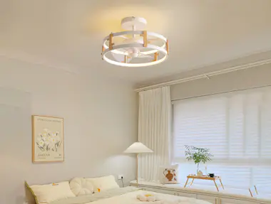 Purline Ventilador Lámpara LED con detalles acabado madera Purline Ventilador Lámpara LED con detalles acabado madera