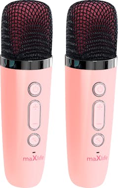 Maxlife Bluetooth con micrófono dual - Kit de karaoke Rosa Maxlife Bluetooth con micrófono dual - Kit de karaoke Rosa