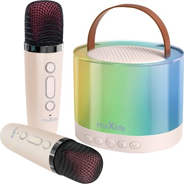 Maxlife Bluetooth con Micrófono Dual - Kit de Karaoke Blan Maxlife Bluetooth con Micrófono Dual - Kit de Karaoke Blan