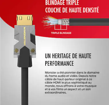 Monster Cable HDMI M1000 UHD 4K HDR 22,5 Gbit/s 1,5 m Plat Monster Cable HDMI M1000 UHD 4K HDR 22,5 Gbit/s 1,5 m Plat