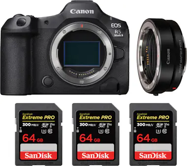 Canon EOS R5 Mark II + EF-EOS R + 3 SanDisk 64GB Extreme Canon EOS R5 Mark II + EF-EOS R + 3 SanDisk 64GB Extreme