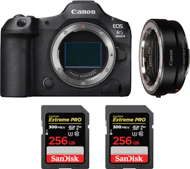 Canon EOS R5 Mark II + EF-EOS R + 2 SanDisk 256GB Extrem Canon EOS R5 Mark II + EF-EOS R + 2 SanDisk 256GB Extrem