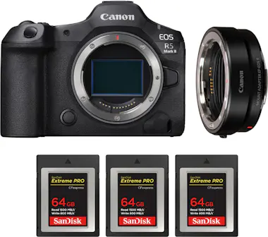 Canon EOS R5 Mark II + EF-EOS R + 3 SanDisk 64GB Extreme Canon EOS R5 Mark II + EF-EOS R + 3 SanDisk 64GB Extreme