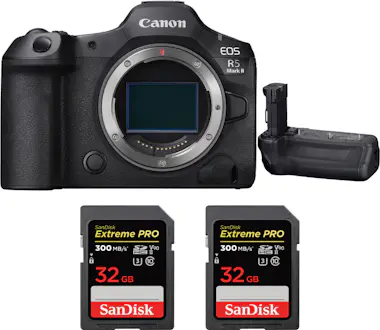 Canon EOS R5 Mark II + BG-R20 + 2 SanDisk 32GB Extreme P Canon EOS R5 Mark II + BG-R20 + 2 SanDisk 32GB Extreme P