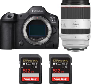 Canon EOS R5 Mark II + RF 70-200mm f/2.8 L IS USM + 2 Sa Canon EOS R5 Mark II + RF 70-200mm f/2.8 L IS USM + 2 Sa