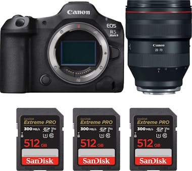 Canon EOS R5 Mark II + RF 28-70mm f/2 L USM + 3 SanDisk Canon EOS R5 Mark II + RF 28-70mm f/2 L USM + 3 SanDisk