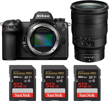 Nikon Z6 III + Z 24-70mm f/2.8 S + 3 SanDisk 512GB Extre Nikon Z6 III + Z 24-70mm f/2.8 S + 3 SanDisk 512GB Extre