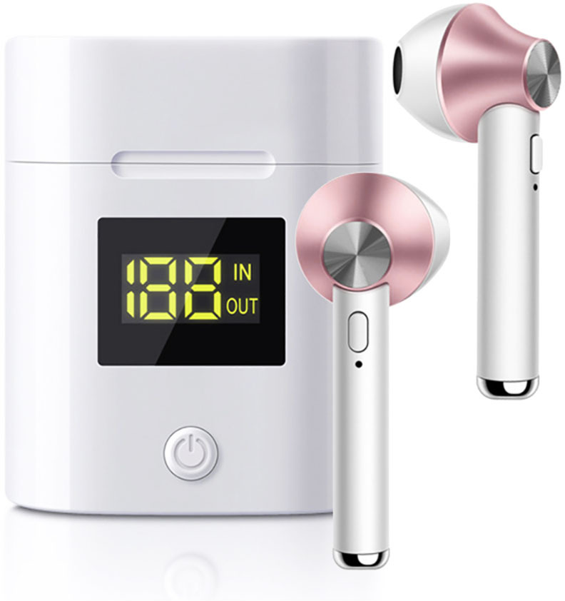 auricular inalambrico jeezpro bluetooth 50 tws con pantalla led rosa