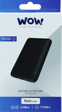 Wow WOW Batería externa USB A+A+C de 5000 mAh con carg Wow WOW Batería externa USB A+A+C de 5000 mAh con carg