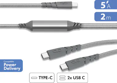 Force Power Lite F153136 - Cable USB-C/ 2 USB-C, ultrareforzad Force Power Lite F153136 - Cable USB-C/ 2 USB-C, ultrareforzad
