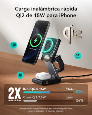INIU Base de carga inalámbrica magnética 3 en 1 Qi2 de INIU Base de carga inalámbrica magnética 3 en 1 Qi2 de