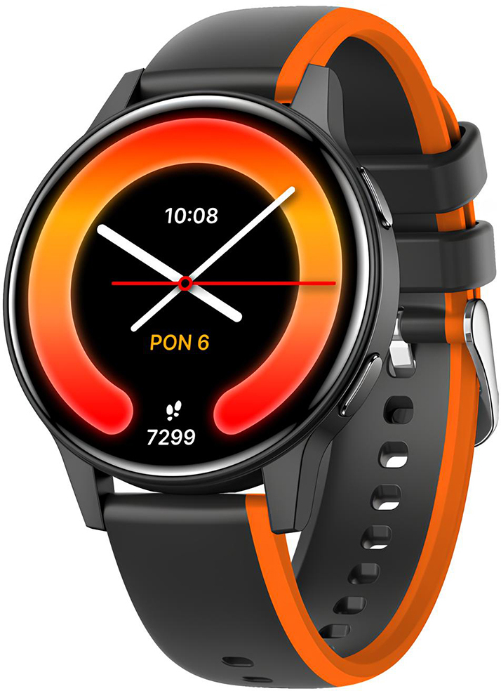 reloj inteligente bluetooth igo watch 4 pantalla amoled ip67 con asistente de voz negro  naranja