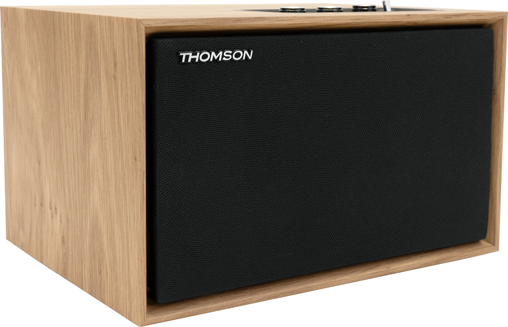 thomson altavoz bluetooth 53 50w residencial sonido potente e inmersivo beige