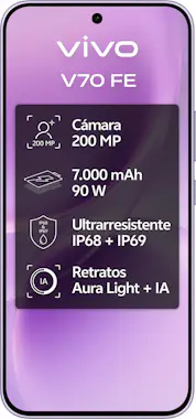 vivo V70 FE 5G 256GB+8GB RAM (Auricular+Cargador 90W) vivo V70 FE 5G 256GB+8GB RAM (Auricular+Cargador 90W)