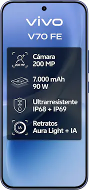 vivo V70 FE 5G 256GB+8GB RAM (Auricular+Cargador 90W) vivo V70 FE 5G 256GB+8GB RAM (Auricular+Cargador 90W)