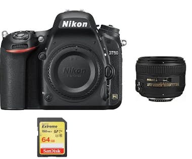 Nikon NIKON D750 + AF-S 50 mm F1.4G + 64GB tarjeta SD Nikon NIKON D750 + AF-S 50 mm F1.4G + 64GB tarjeta SD