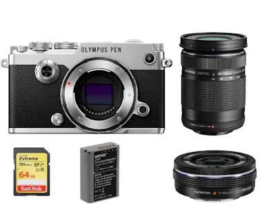Olympus OLYMPUS PEN-F Plata + 14-42mm F3.5-5.6 EZ ED Negro Olympus OLYMPUS PEN-F Plata + 14-42mm F3.5-5.6 EZ ED Negro