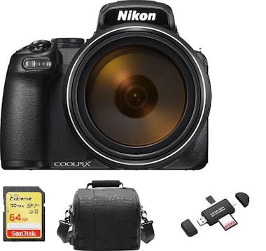 Nikon NIKON P1000 Negro + Tarjeta SD de 64 GB + Bolsa de Nikon NIKON P1000 Negro + Tarjeta SD de 64 GB + Bolsa de