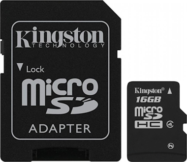 Kingston microSDHC 16GB Clase 4 con adaptador de SD