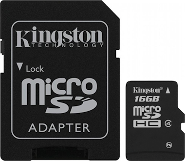 Kingston microSDHC 16GB Clase 4 con adaptador de SD Kingston microSDHC 16GB Clase 4 con adaptador de SD