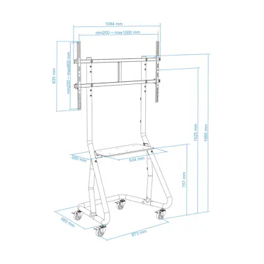 Tooq TooQ FS20200M-B Soporte de suelo con ruedas/patas Tooq TooQ FS20200M-B Soporte de suelo con ruedas/patas