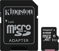 Kingston microSDXC 64GB Canvas Select con adaptador SD