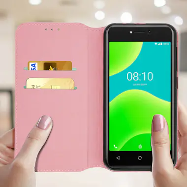 Avizar Funda Wiko Y50 libro billetera F. Soporte - Oro ro Avizar Funda Wiko Y50 libro billetera F. Soporte - Oro ro