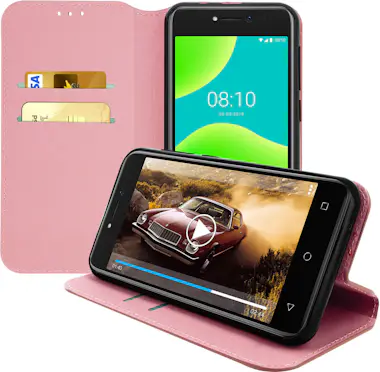 Avizar Funda Wiko Y50 libro billetera F. Soporte - Oro ro Avizar Funda Wiko Y50 libro billetera F. Soporte - Oro ro