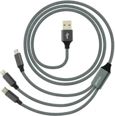Moxie Cable multipuerto Gris de 3 en 1: Lightning, USB t Moxie Cable multipuerto Gris de 3 en 1: Lightning, USB t