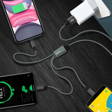 Moxie Cable multipuerto Gris de 3 en 1: Lightning, USB t Moxie Cable multipuerto Gris de 3 en 1: Lightning, USB t