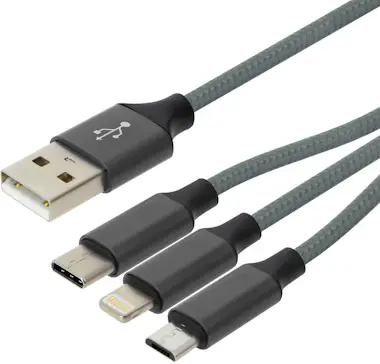 Moxie Cable multipuerto Gris de 3 en 1: Lightning, USB t Moxie Cable multipuerto Gris de 3 en 1: Lightning, USB t