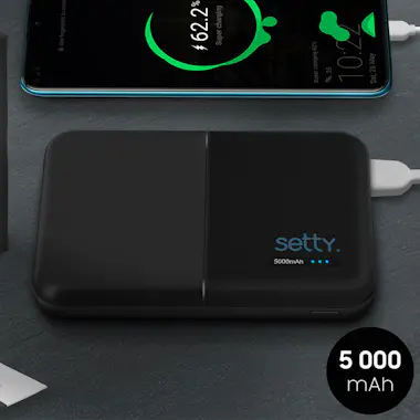 SETTY Powerbank de 5000mAh con 2xUSB de 2 A con formato SETTY Powerbank de 5000mAh con 2xUSB de 2 A con formato