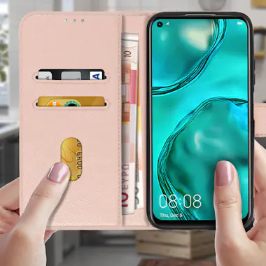Avizar Funda Huawei P40 Lite Libro Billetera F. Soporte - Avizar Funda Huawei P40 Lite Libro Billetera F. Soporte -