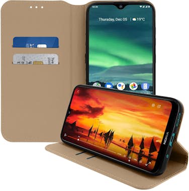 Avizar Funda Nokia 2.3 libro billetera F. Soporte - Dorad Avizar Funda Nokia 2.3 libro billetera F. Soporte - Dorad