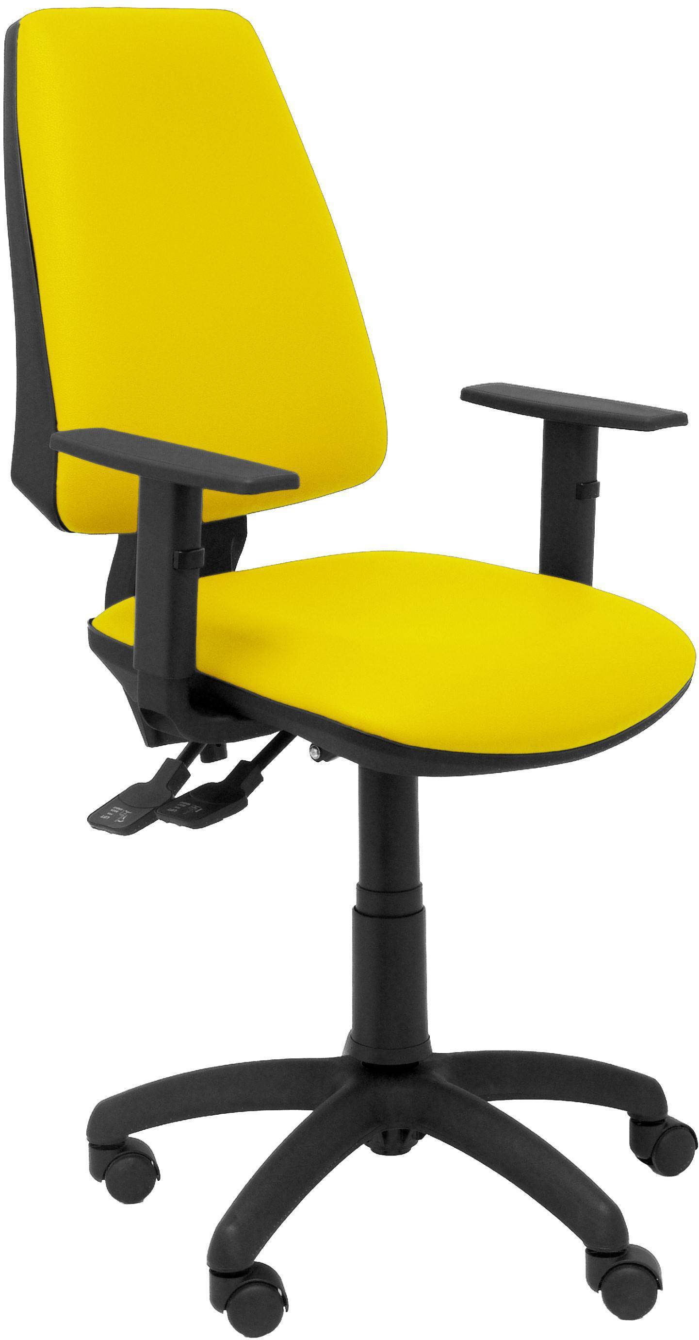 silla elche sincro similpiel amarillo con brazo regulable