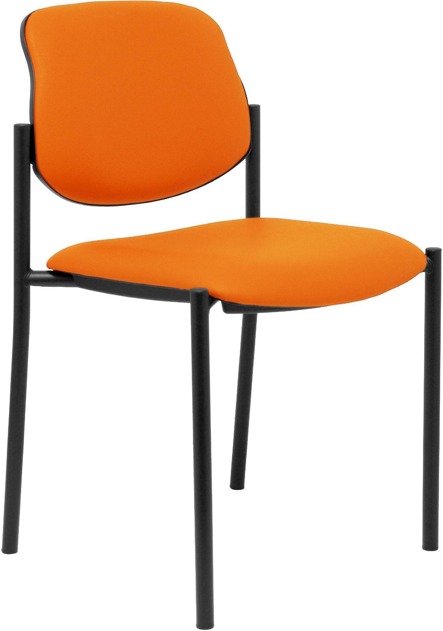 silla fija villalgordo similpiel naranja chasis negro