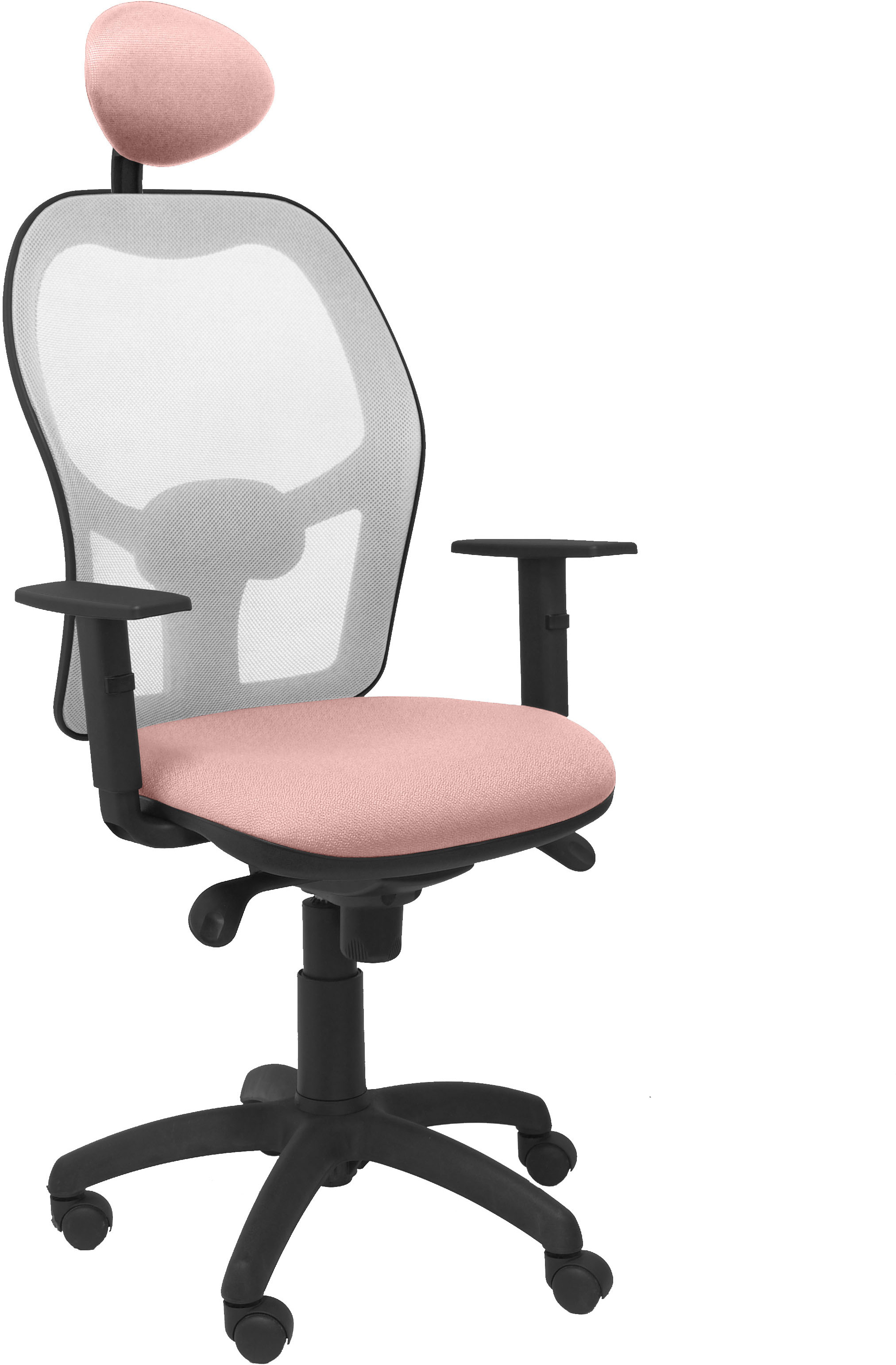 silla jorquera malla gris asiento bali rosa palido con cabecero fijo