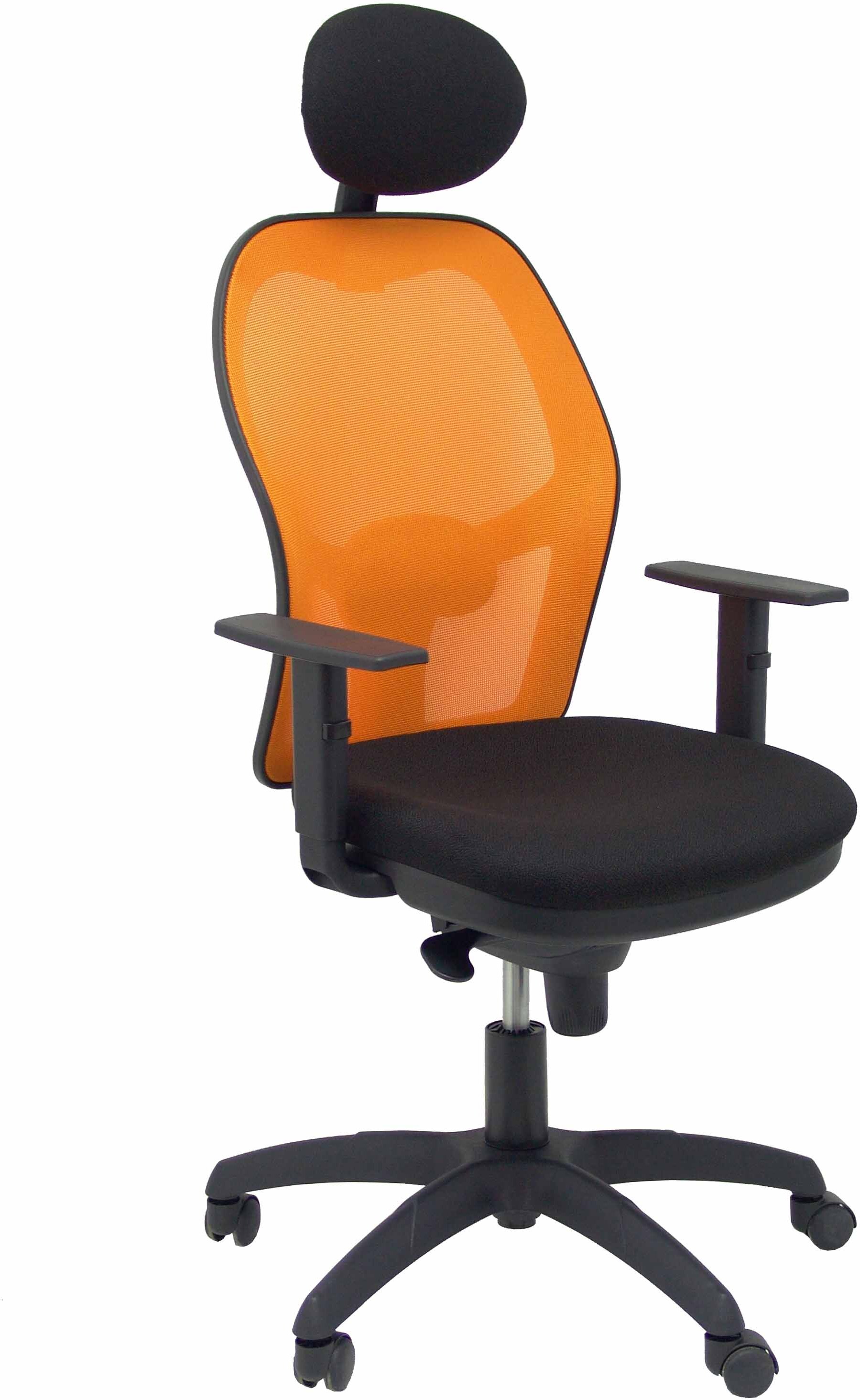 silla jorquera malla naranja asiento bali negro con cabecero fijo