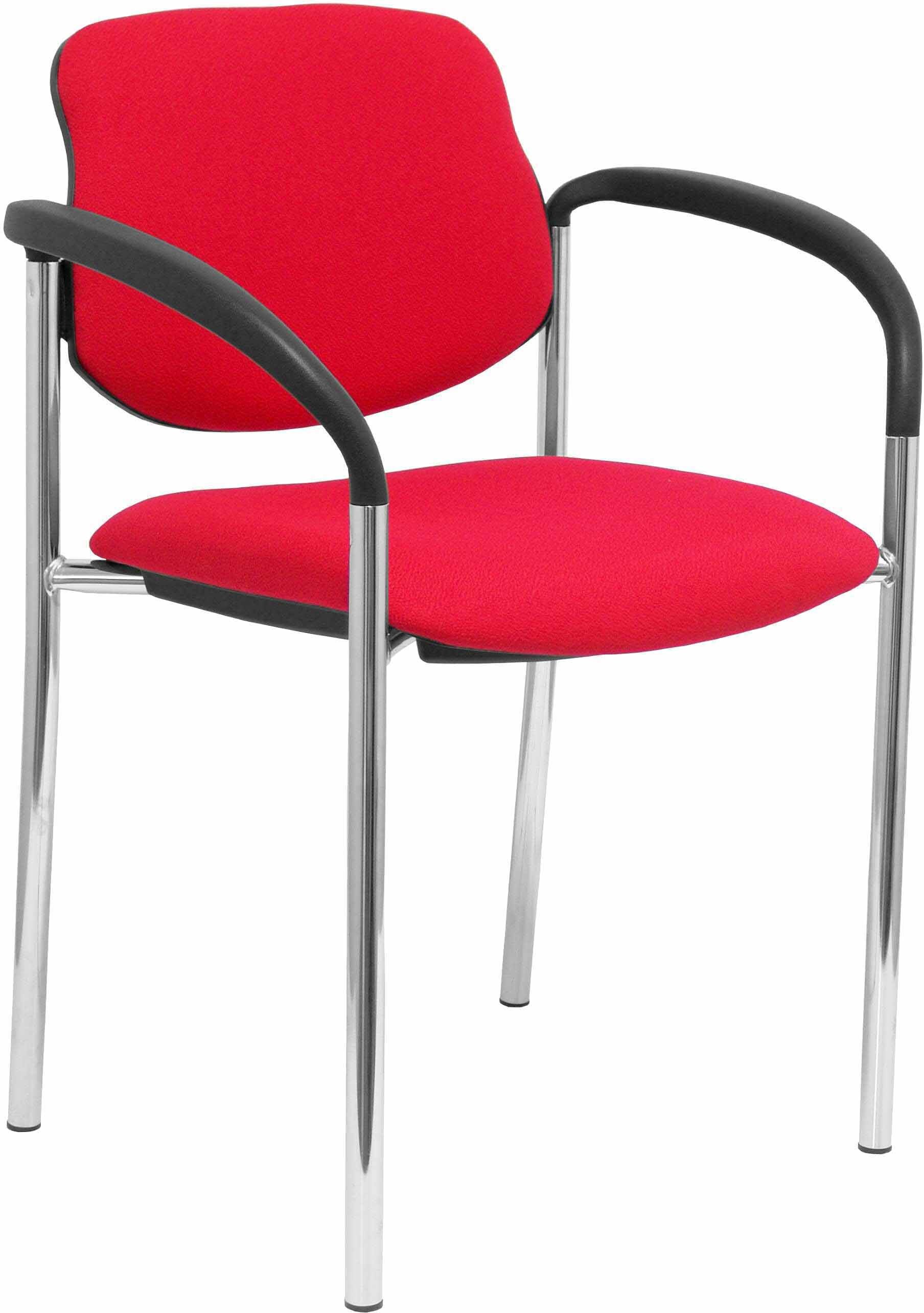 silla fija villalgordo bali rojo chasis cromo con brazos