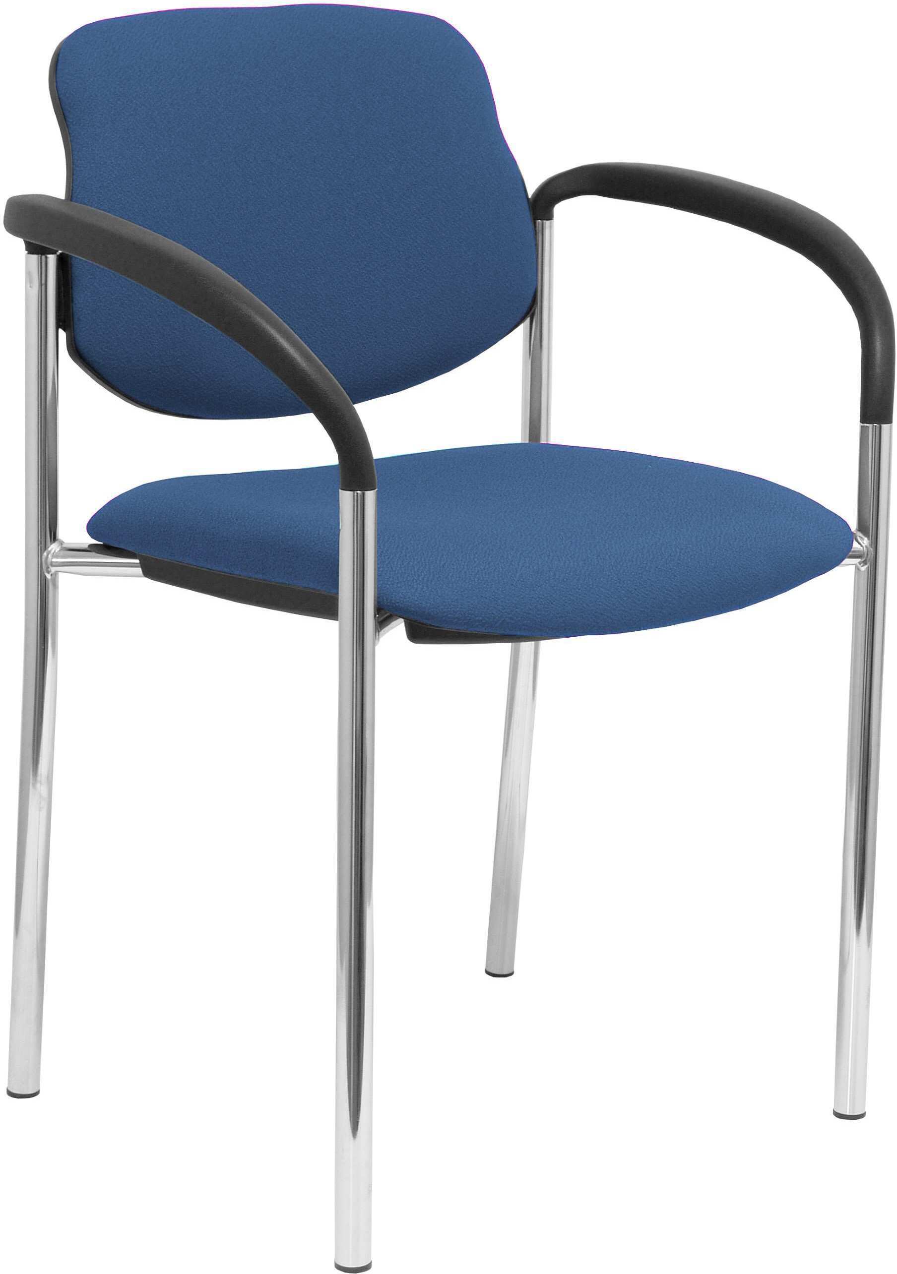 silla fija villalgordo bali azul marino chasis cromo con brazos