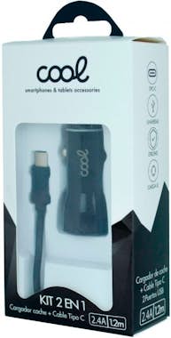 Cool Cargador Coche Cable Tipo C (2 x Usb) COOL 2.4A Ki Cool Cargador Coche Cable Tipo C (2 x Usb) COOL 2.4A Ki