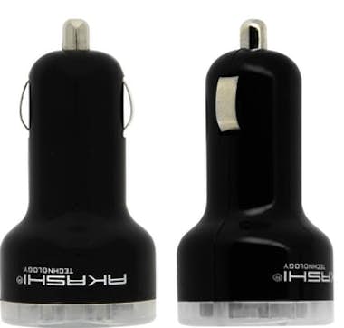 Akashi Cargador para coche Encendedor 2 USB - Akashi Negr Akashi Cargador para coche Encendedor 2 USB - Akashi Negr