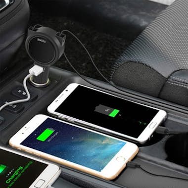 Moxie Cargador para coche retráctil USB-C/Micro-USB/Ligh Moxie Cargador para coche retráctil USB-C/Micro-USB/Ligh