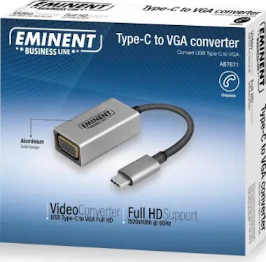 Eminent Eminent AB7871 USB Tipo C VGA Aluminio, Negro adap Eminent Eminent AB7871 USB Tipo C VGA Aluminio, Negro adap
