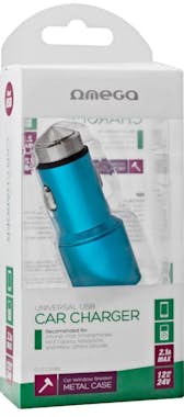 Omega Cargador Coche Universal Doble Entrada Usb Metalic Omega Cargador Coche Universal Doble Entrada Usb Metalic