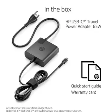 HP HP Adaptador de alimentación de viaje USB-C de 65 HP HP Adaptador de alimentación de viaje USB-C de 65