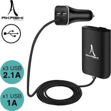 Akashi Cargador para coche Encendedor HUB extensible 7.3A Akashi Cargador para coche Encendedor HUB extensible 7.3A